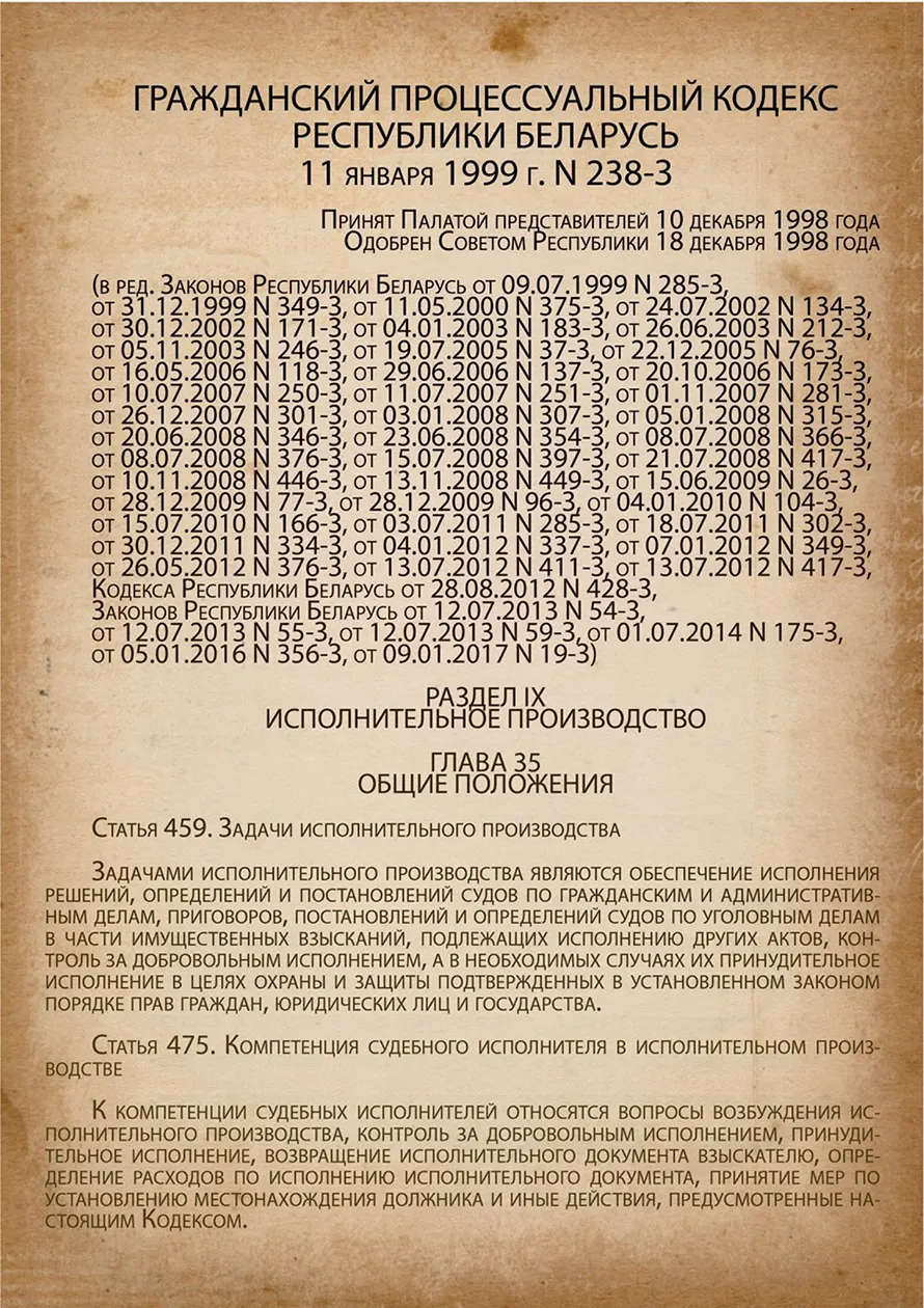 Гражданский процессуальный кодекс Республики Беларусь 11 января 1999г.